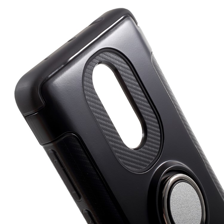 2-in-1 Carbon Fiber Texture (PC+TPU) Hybrid Kickstand Mobile Phone Case for Xiaomi Redmi Note 4 - Black-4