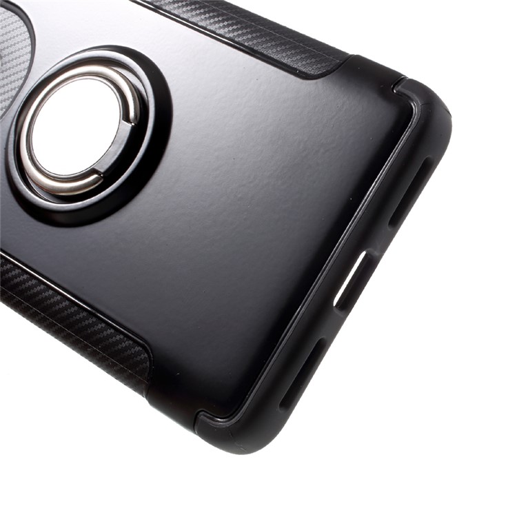 2-in-1 Carbon Fiber Texture (PC+TPU) Hybrid Kickstand Mobile Phone Case for Xiaomi Redmi Note 4 - Black-5