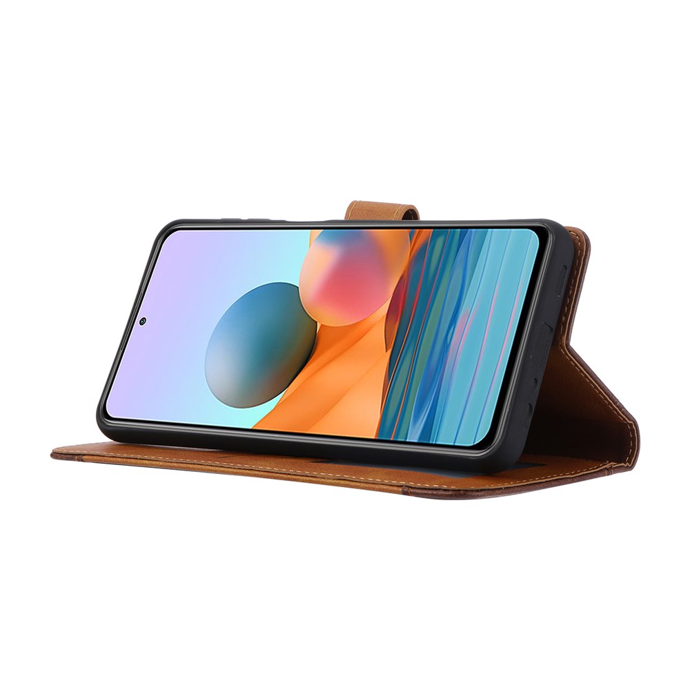 Card Slots Kickstand PU Leather Coated TPU Case for Xiaomi Redmi Note 10 4G/Note 10S - Brown-4