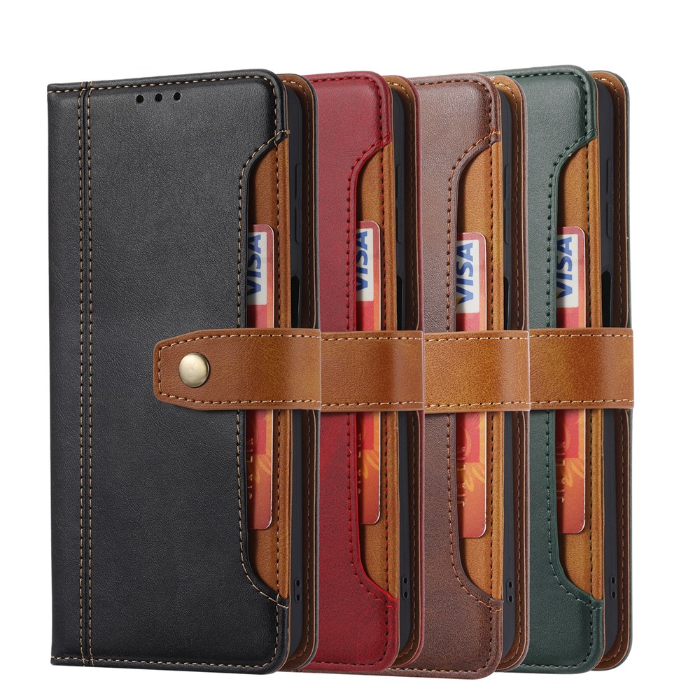 Card Slots Kickstand PU Leather Coated TPU Case for Xiaomi Redmi Note 10 4G/Note 10S - Brown-7
