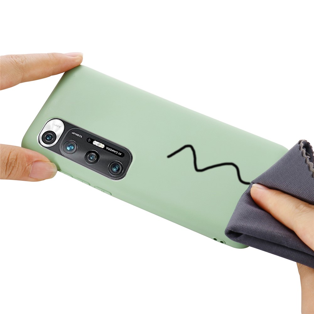 Liquid Silicone Soft Cover Case with Handy Strap for Xiaomi Mi 10S - Green-5
