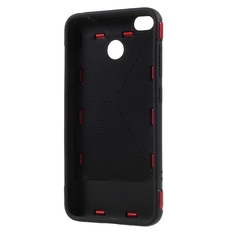 For Xiaomi Redmi 4X 2-in-1 Carbon Fiber Texture (PC+TPU) Hybrid Kickstand Mobile Phone Shell - Red-2