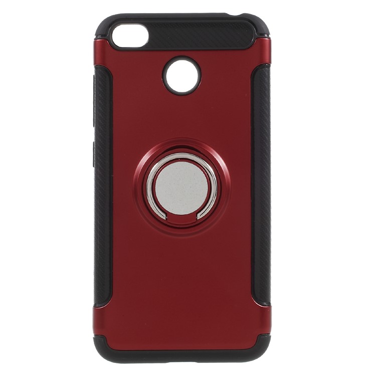 For Xiaomi Redmi 4X 2-in-1 Carbon Fiber Texture (PC+TPU) Hybrid Kickstand Mobile Phone Shell - Red-3