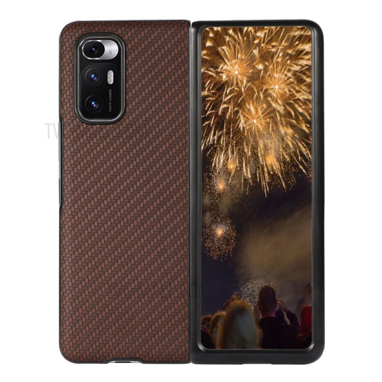 Carbon Fiber Texture Leather Case for Xiaomi Mi Mix Fold - Brown-1