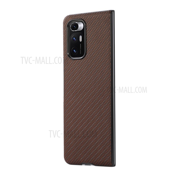 Carbon Fiber Texture Leather Case for Xiaomi Mi Mix Fold - Brown-3
