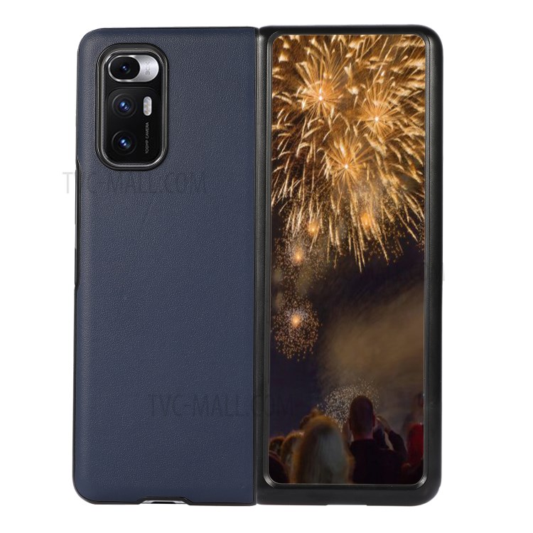 Genuine Leather Coated Hard PC Shell Phone Case Protector for Xiaomi Mi Mix Fold - Blue-1
