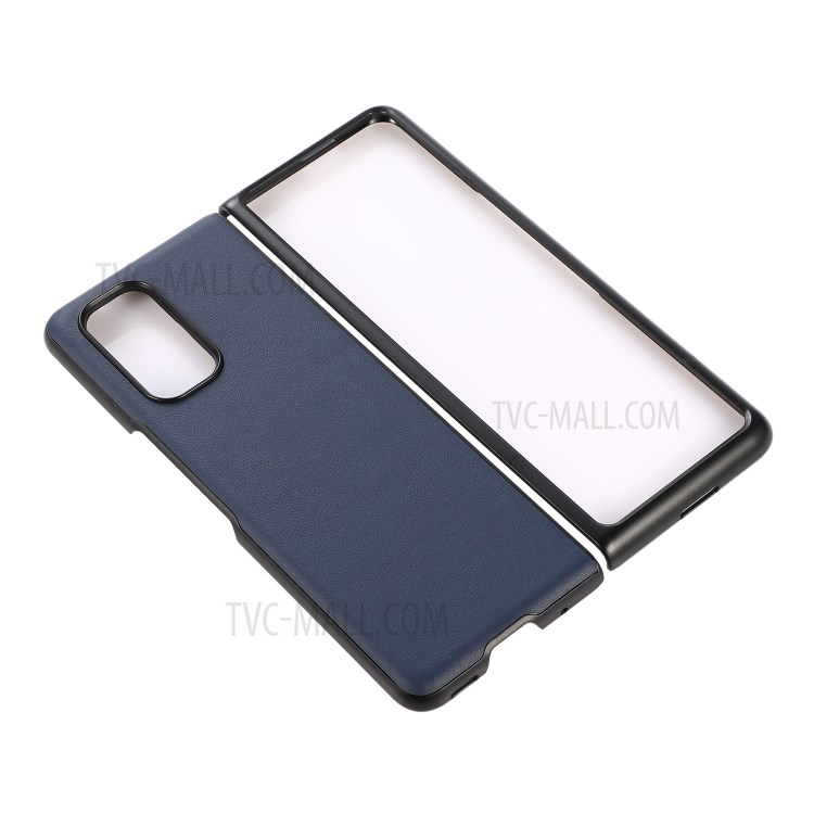 Genuine Leather Coated Hard PC Shell Phone Case Protector for Xiaomi Mi Mix Fold - Blue-2