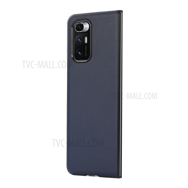 Genuine Leather Coated Hard PC Shell Phone Case Protector for Xiaomi Mi Mix Fold - Blue-3