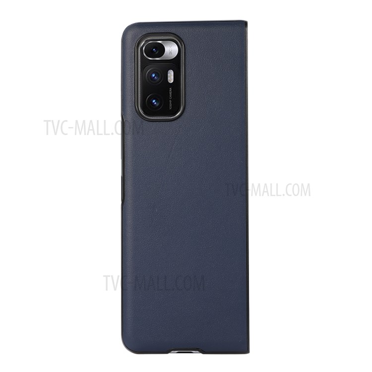 Genuine Leather Coated Hard PC Shell Phone Case Protector for Xiaomi Mi Mix Fold - Blue-5