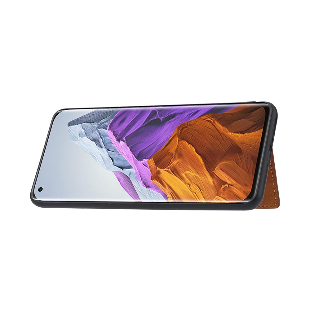 Built-in Card Slots Leather Phone Case Kickstand Design Cover for Xiaomi Mi 11 Pro - Brown-4