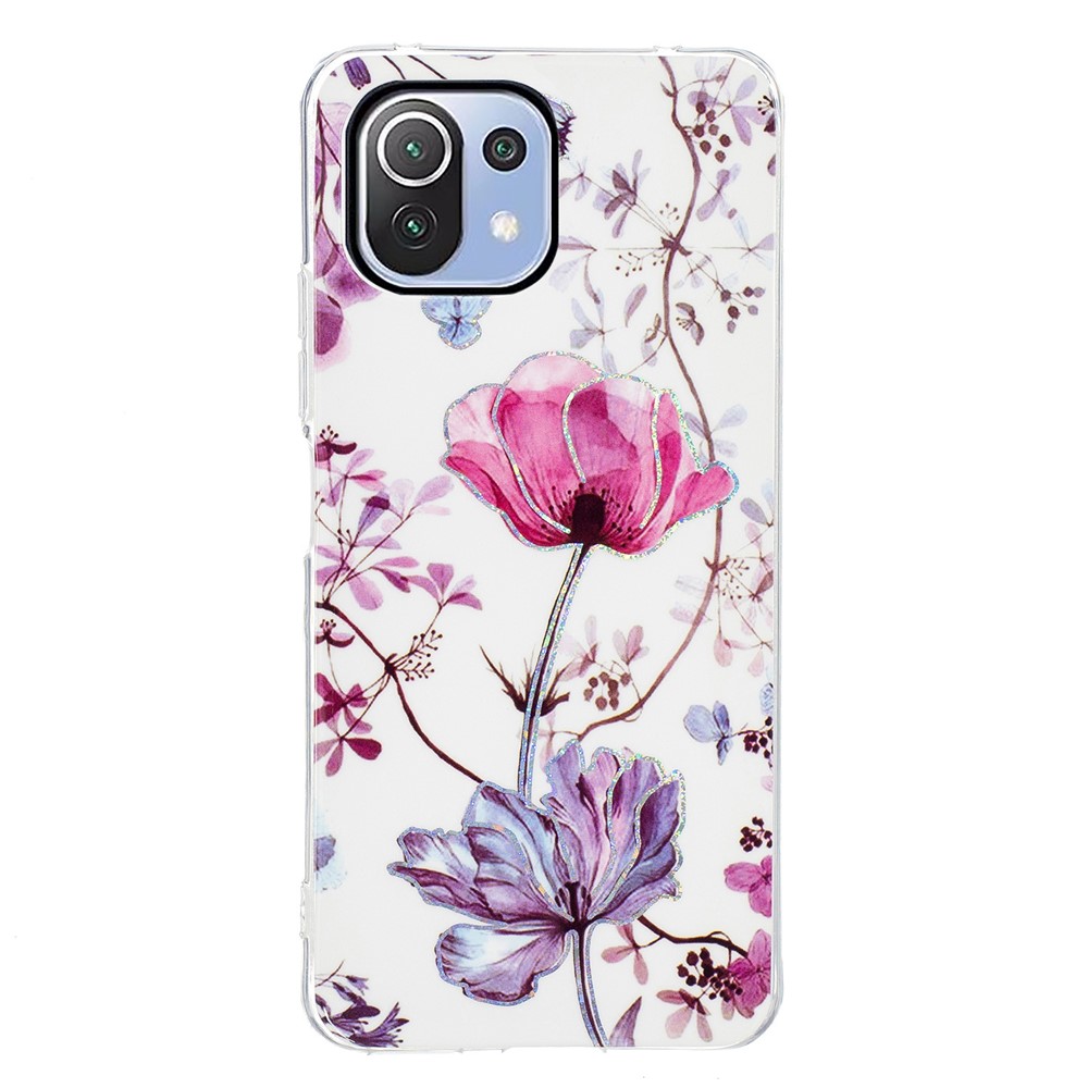 IMD Design Marble Pattern Electroplating TPU Phone Cover Case Protector for Xiaomi Mi 11 Lite 4G/5G - Lotus-1