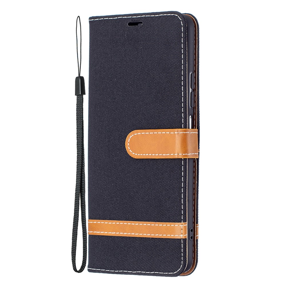 Assorted Color Jeans Cloth Leather Wallet Stand Case for Xiaomi Mi 11i/Poco F3/Redmi K40/K40 Pro - Black-2