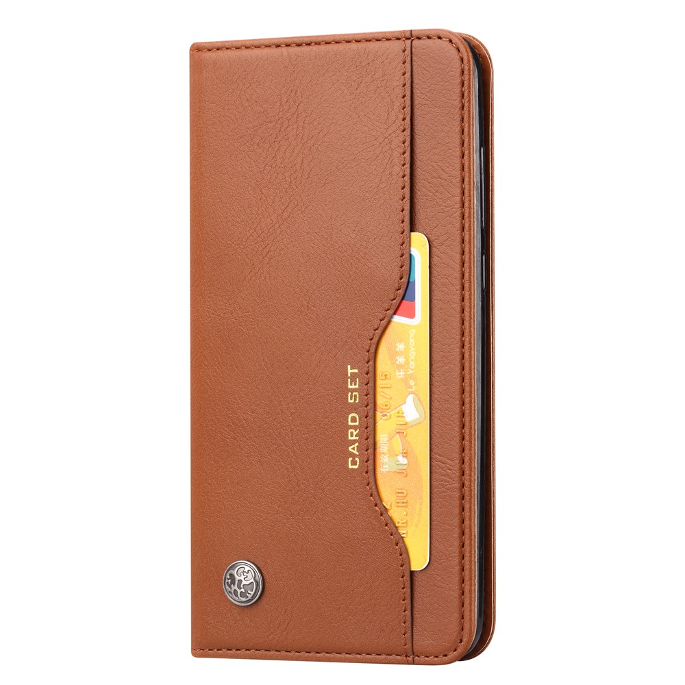 Auto-absorbed Wallet Stand Leather Cover for Xiaomi Mi 11 Pro - Brown-2