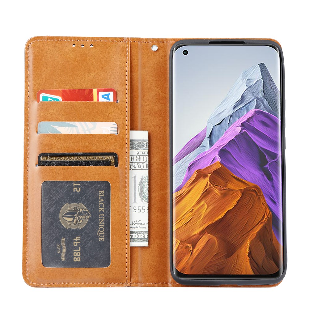 Auto-absorbed Wallet Stand Leather Cover for Xiaomi Mi 11 Pro - Brown-4