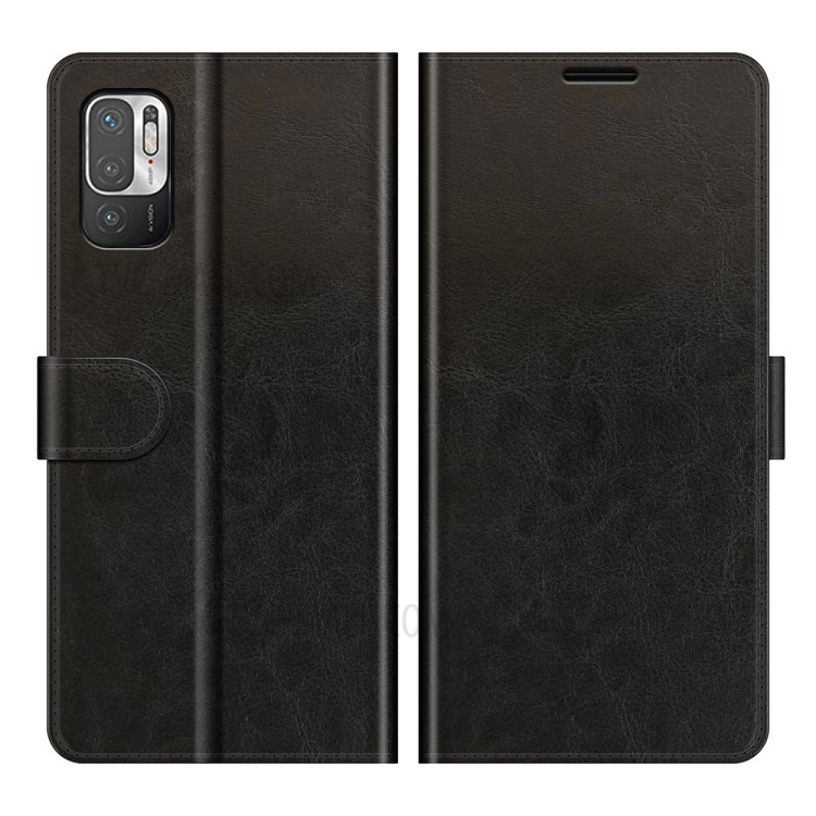 Crazy Horse Texture Leather Wallet Case for Xiaomi Redmi Note 10 5G - Black-1