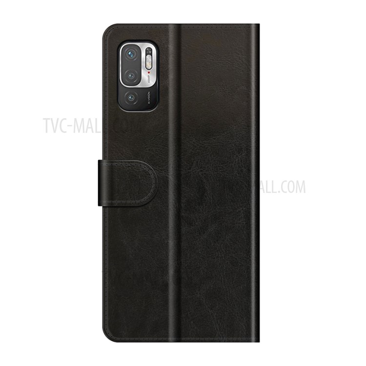 Crazy Horse Texture Leather Wallet Case for Xiaomi Redmi Note 10 5G - Black-3