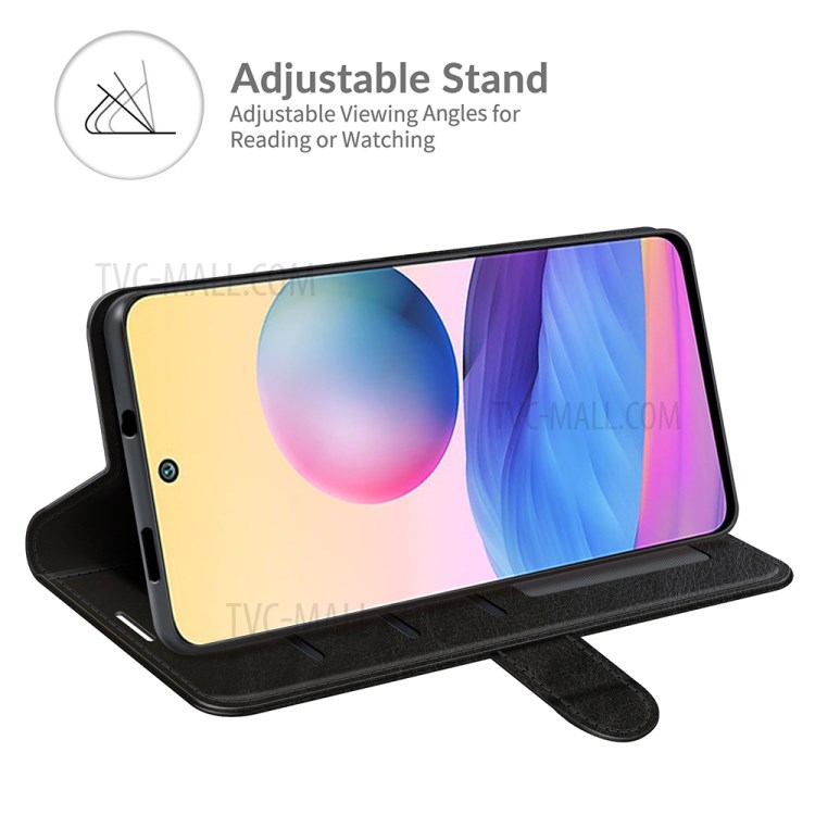 Crazy Horse Texture Leather Wallet Case for Xiaomi Redmi Note 10 5G - Black-5