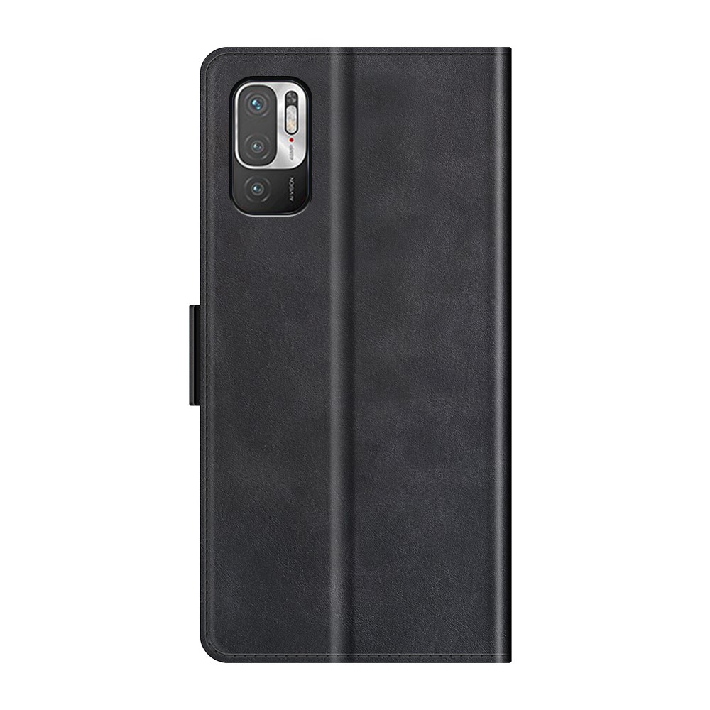 PU Leather Wallet Stand Double Clasp Magnetic Closure Phone Case Shell for Xiaomi Redmi Note 10 5G - Black-3