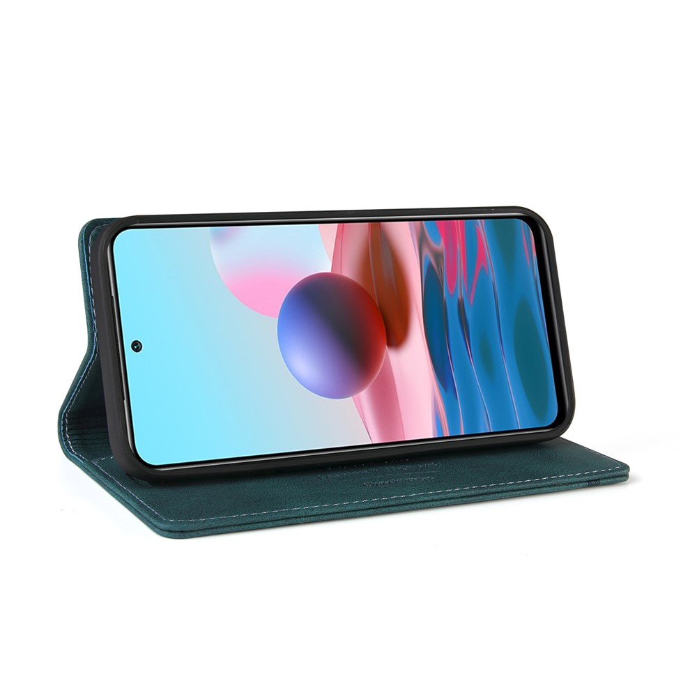 GQ.UTROBE Auto- absorbed Leather Phone Shell Case with Anti-theft Swiping Design for Xiaomi Redmi Note 10S / Redmi Note 10 4G - Blue-3