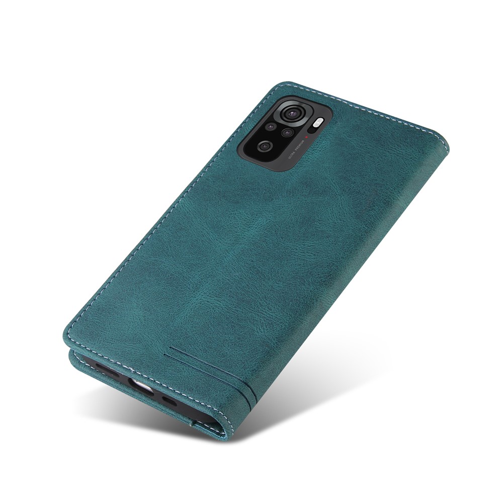 GQ.UTROBE Auto- absorbed Leather Phone Shell Case with Anti-theft Swiping Design for Xiaomi Redmi Note 10S / Redmi Note 10 4G - Blue-6