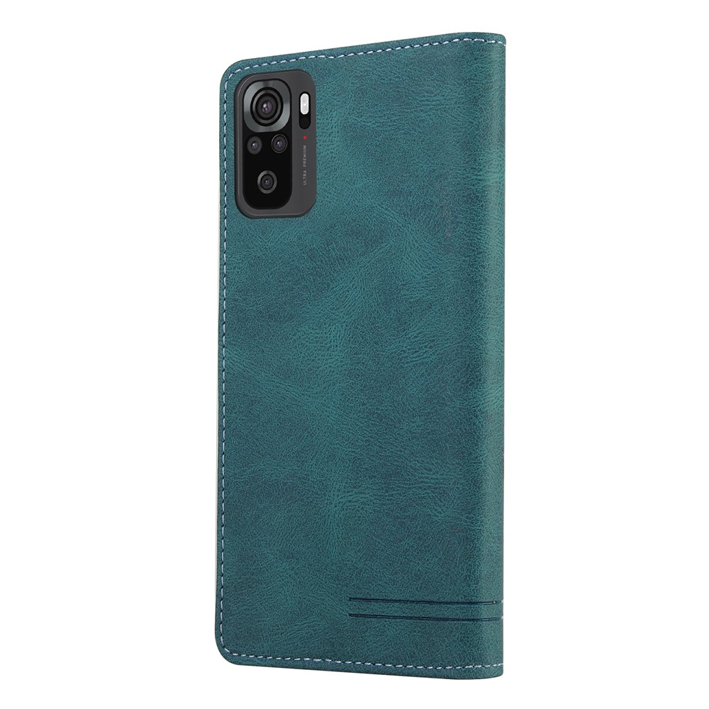 GQ.UTROBE Auto- absorbed Leather Phone Shell Case with Anti-theft Swiping Design for Xiaomi Redmi Note 10S / Redmi Note 10 4G - Blue-9