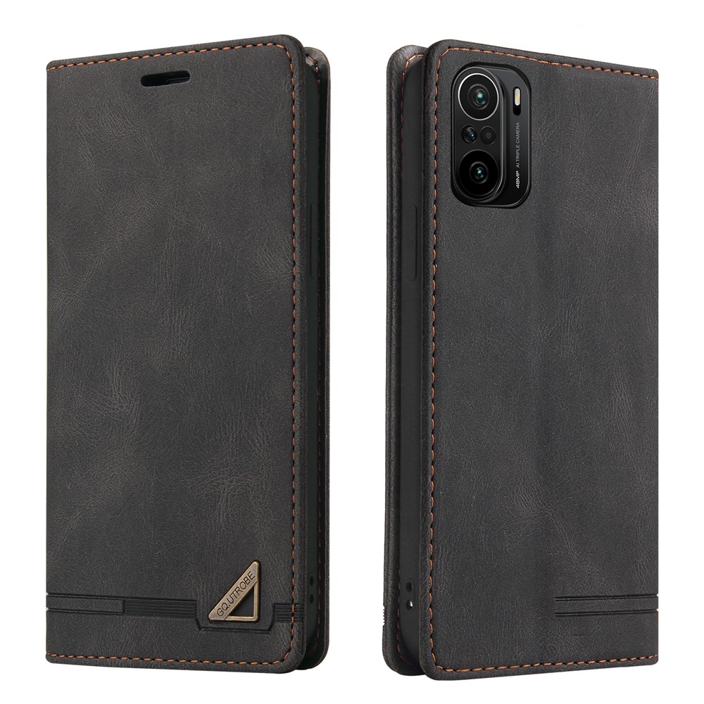 GQ.UTROBE For Xiaomi Redmi K40 Pro /Redmi K40 / Poco F3 / Mi 11 Auto- absorbed Quality Leather Phone Shell Case Anti-theft Swiping Design Covering - Black-1