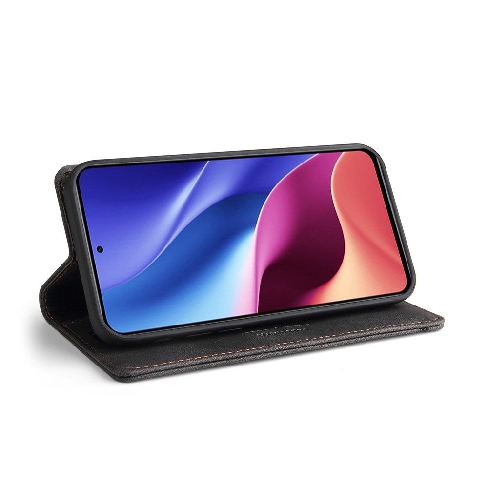 GQ.UTROBE For Xiaomi Redmi K40 Pro /Redmi K40 / Poco F3 / Mi 11 Auto- absorbed Quality Leather Phone Shell Case Anti-theft Swiping Design Covering - Black-3