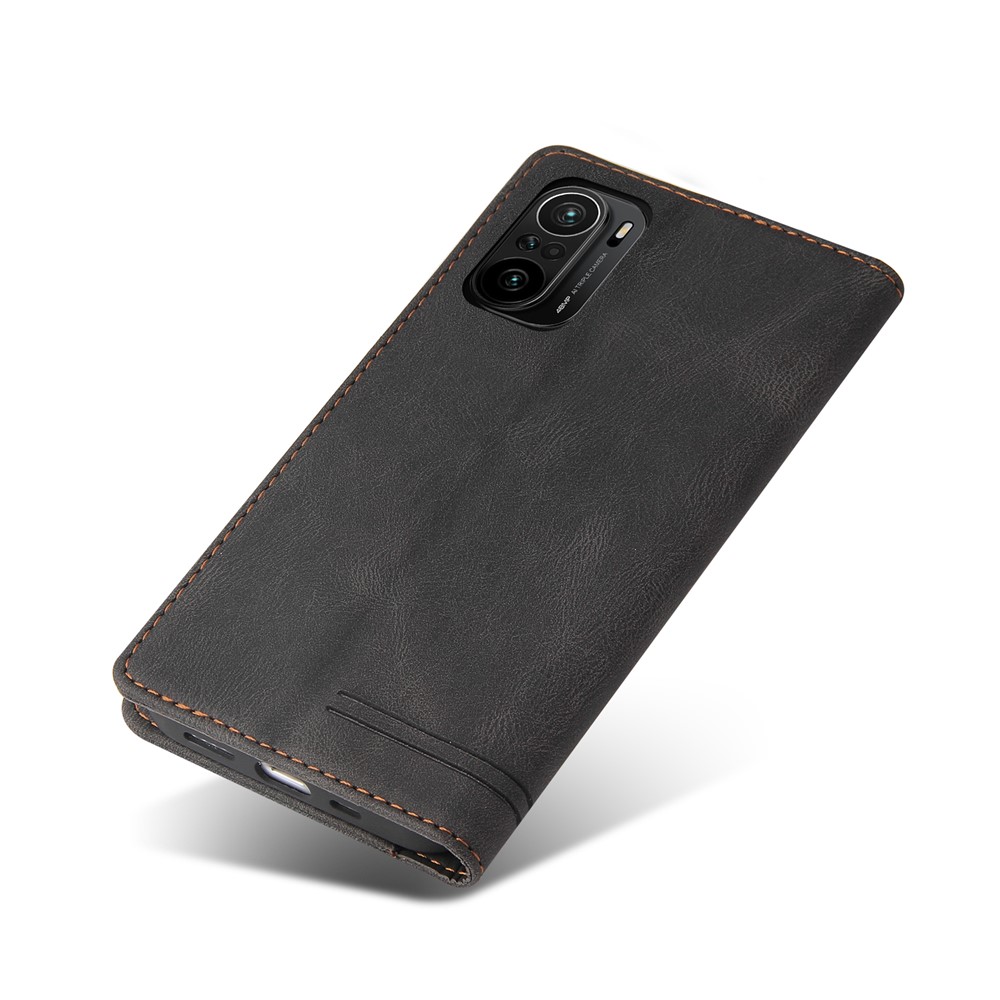 GQ.UTROBE For Xiaomi Redmi K40 Pro /Redmi K40 / Poco F3 / Mi 11 Auto- absorbed Quality Leather Phone Shell Case Anti-theft Swiping Design Covering - Black-6