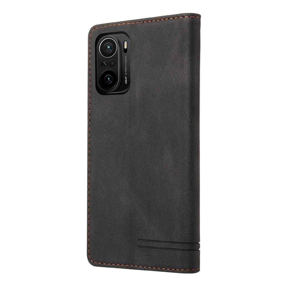 GQ.UTROBE For Xiaomi Redmi K40 Pro /Redmi K40 / Poco F3 / Mi 11 Auto- absorbed Quality Leather Phone Shell Case Anti-theft Swiping Design Covering - Black-9