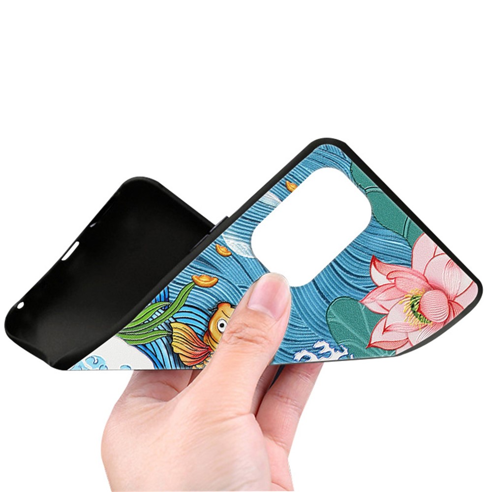 Embossed Pattern Printing Soft TPU Phone Cover for Xiaomi Redmi K40/K40 Pro/Mi 11i/Poco F3 - Black Cat-2