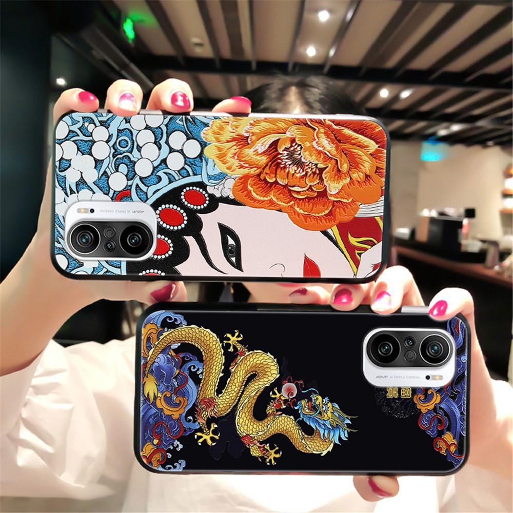 Embossed Pattern Printing Soft TPU Phone Cover for Xiaomi Redmi K40/K40 Pro/Mi 11i/Poco F3 - Black Cat-4