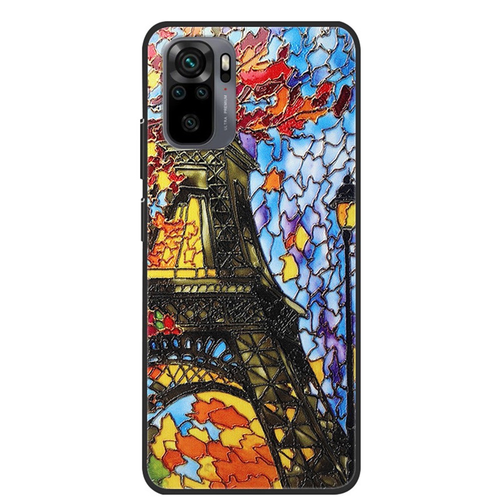 Pattern Printing Embossement Soft TPU Phone Cover for Xiaomi Redmi Note 10 4G/Note 10S - Iron Tower-1