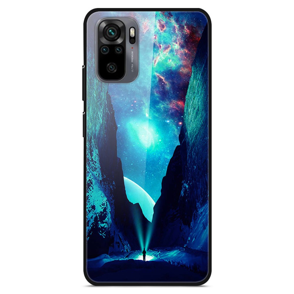Fancy Style Printing Glass + PC + TPU Hybrid Phone Shell for Xiaomi Redmi Note 10 4G/Note 10S Protector Case - Dim Star-1