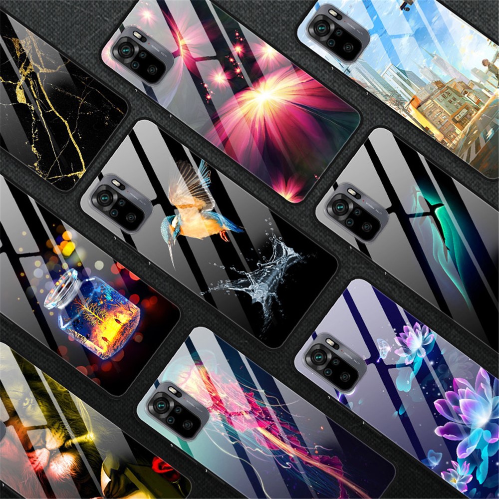 Fancy Style Printing Glass + PC + TPU Hybrid Phone Shell for Xiaomi Redmi Note 10 4G/Note 10S Protector Case - Dim Star-5
