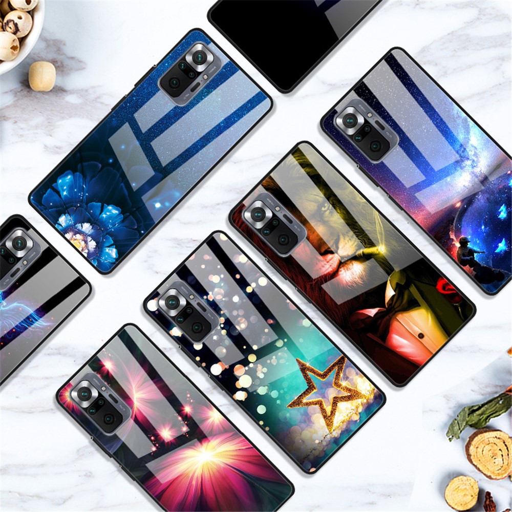 Fancy Style Printing Glass + PC + TPU Combo Cover for Xiaomi Redmi Note 10 Pro Hybrid Case - Dim Star-4