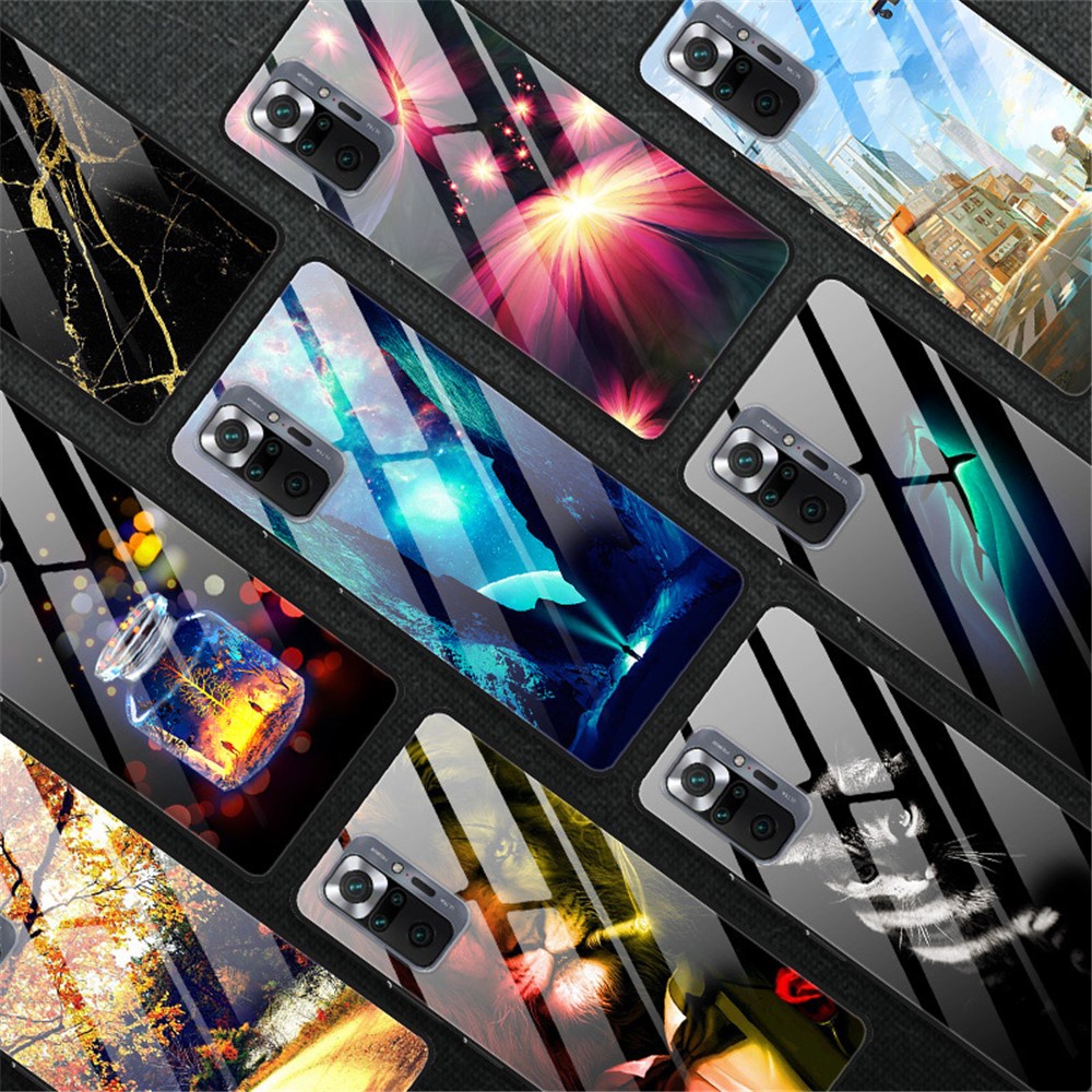 Fancy Style Printing Glass + PC + TPU Combo Cover for Xiaomi Redmi Note 10 Pro Hybrid Case - Dim Star-5