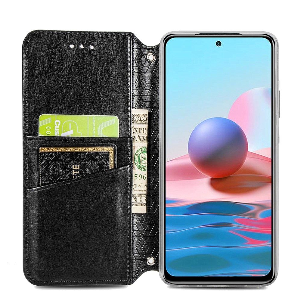 Imprinted Mandala Flower Pattern Auto-absorbed PU Leather Case Stand Wallet for Xiaomi Redmi Note 10 4G / Redmi Note 10S - Black-11