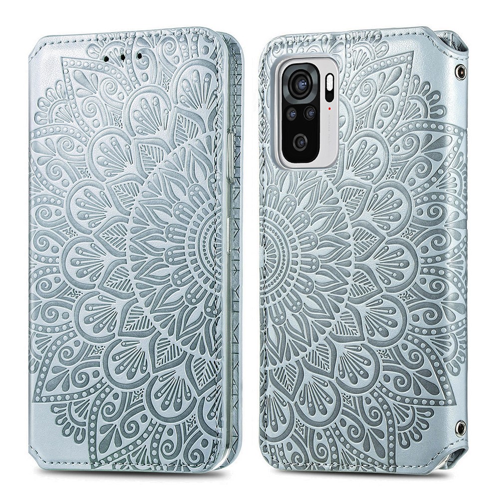 Wholesale Imprinted Mandala Flower Pattern Auto Absorbed Pu Leather Case Stand Wallet For Xiaomi Redmi Note 10 4g Redmi Note 10s Grey From China Tvc Mall Com