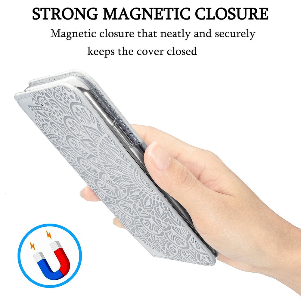 Wholesale Imprinted Mandala Flower Pattern Auto Absorbed Pu Leather Case Stand Wallet For Xiaomi Redmi Note 10 4g Redmi Note 10s Grey From China Tvc Mall Com