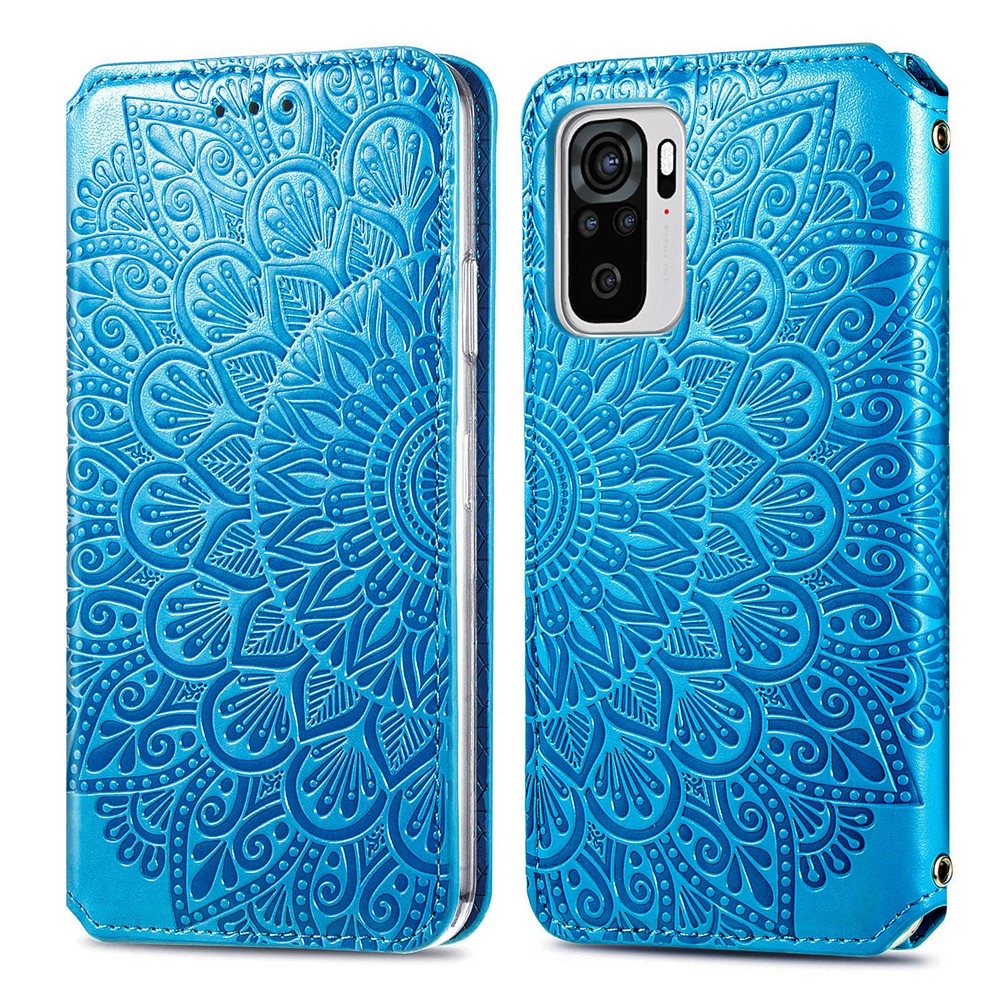 Wholesale Imprinted Mandala Flower Pattern Auto Absorbed Pu Leather Case Stand Wallet For Xiaomi Redmi Note 10 4g Redmi Note 10s Dark Blue From China Tvc Mall Com