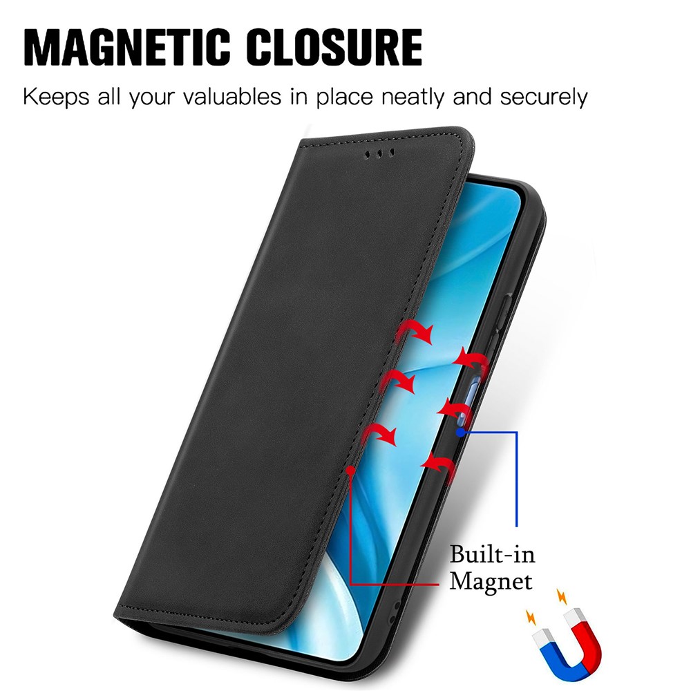 Auto-absorbed Vintage PU Leather Phone Cover Casing for Xiaomi Mi 11 Lite 4G/5G - Black-4