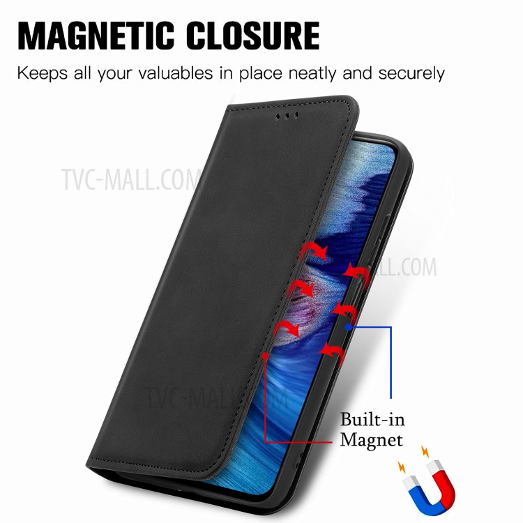 Vintage Skin Feeling PU Leather Phone Case for Xiaomi Redmi Note 10 5G - Black-4