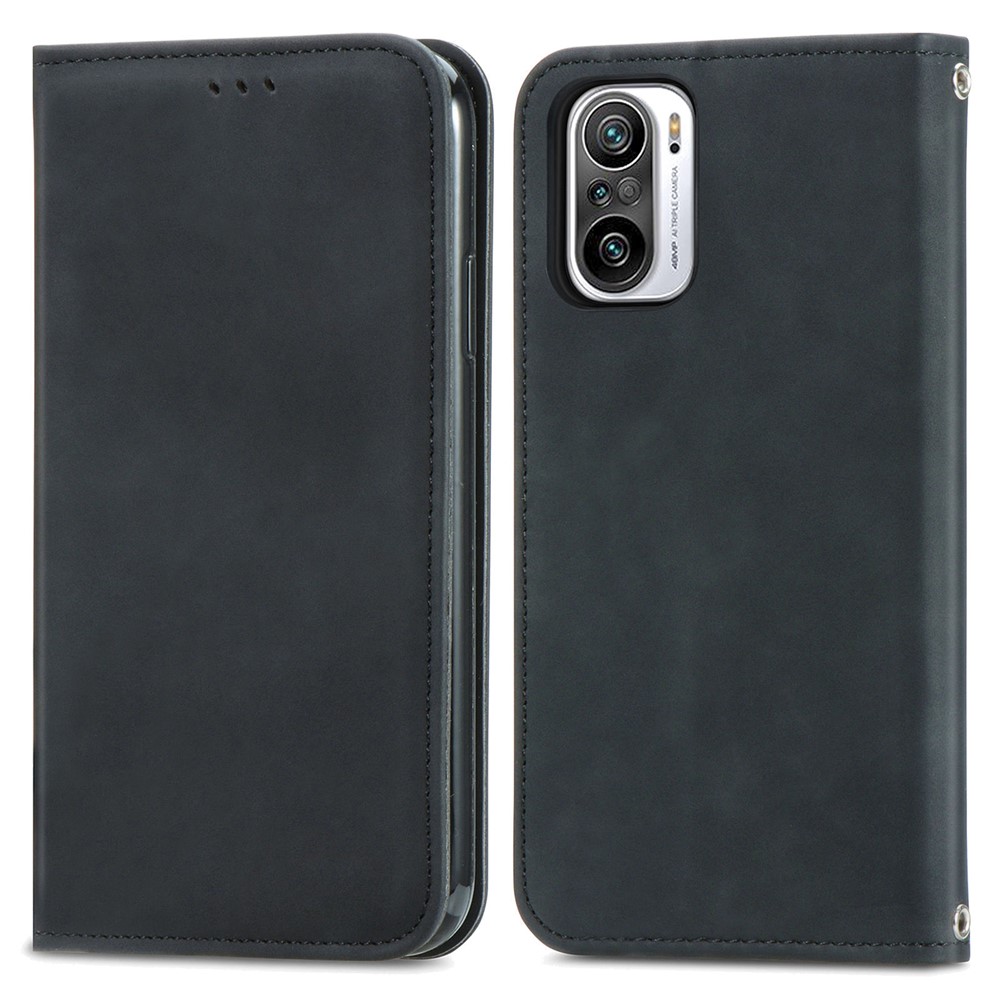 Auto-absorbed Vintage PU Leather Phone Casing for Xiaomi Redmi Note 10 Pro (EU Version)/Note 10 Pro Max - Black-1