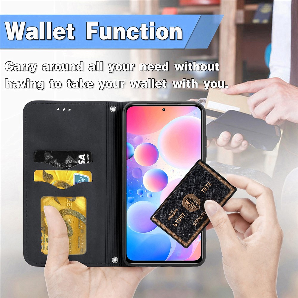 Auto-absorbed Vintage PU Leather Phone Casing for Xiaomi Redmi Note 10 Pro (EU Version)/Note 10 Pro Max - Black-10
