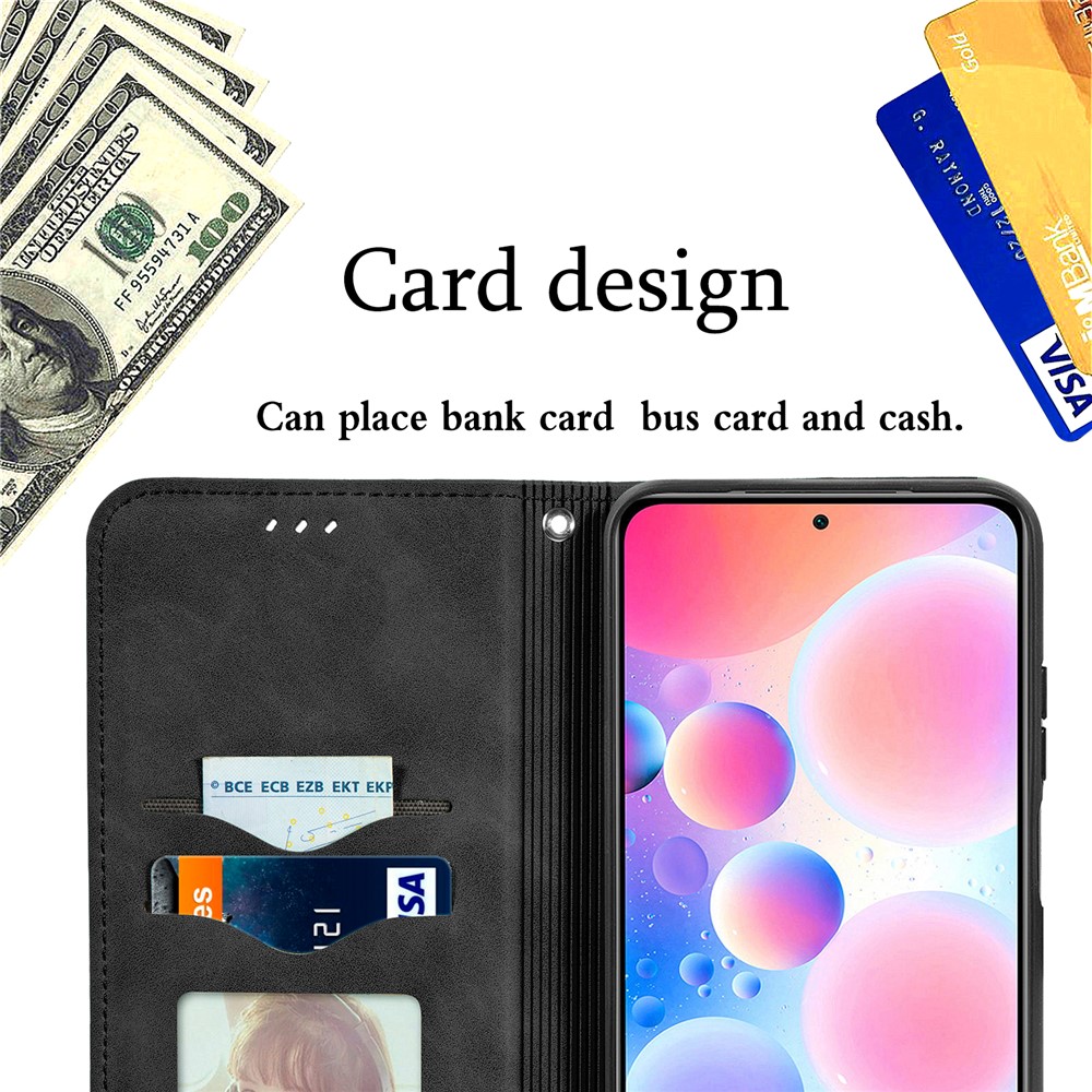 Auto-absorbed Vintage PU Leather Phone Casing for Xiaomi Redmi Note 10 Pro (EU Version)/Note 10 Pro Max - Black-12