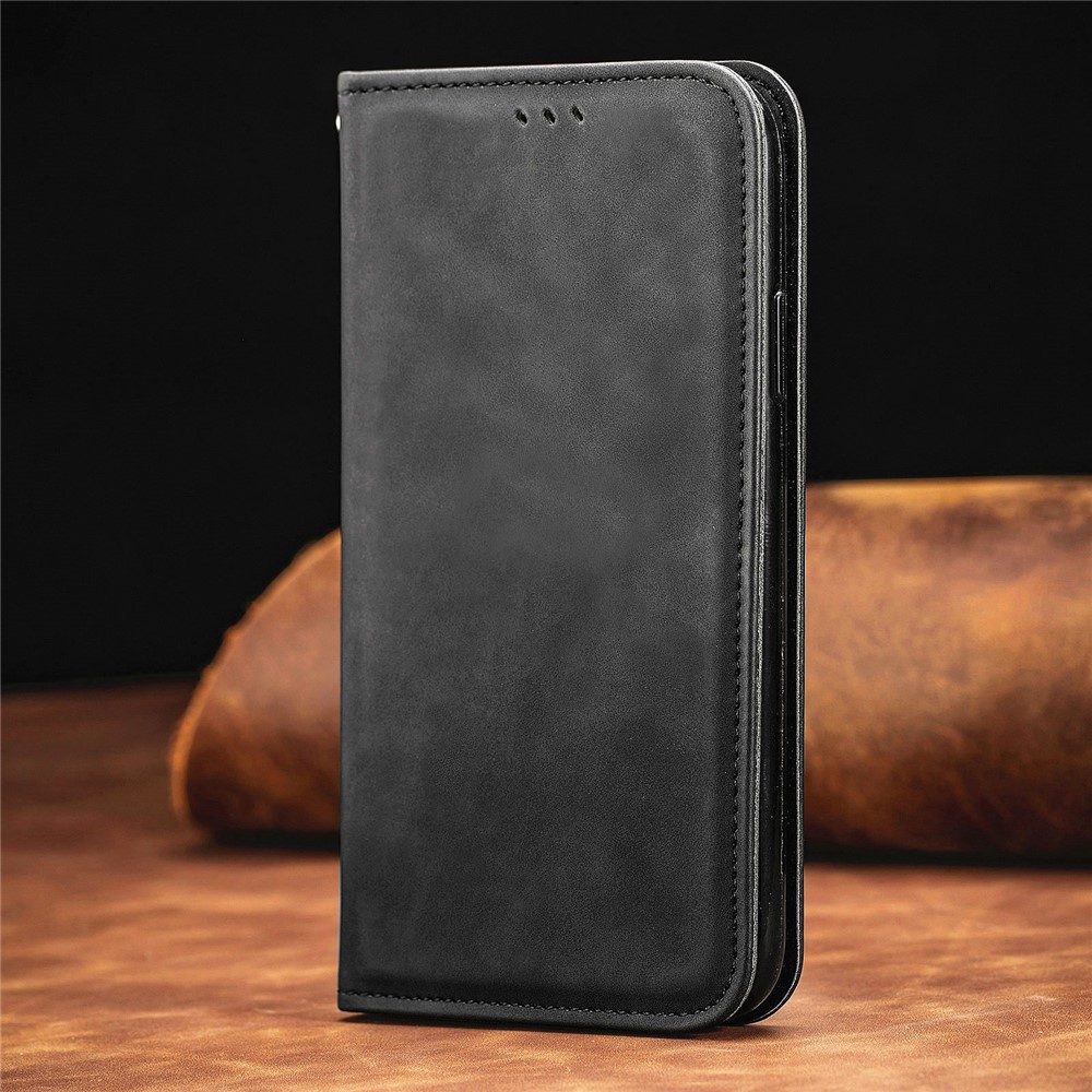 Auto-absorbed Vintage PU Leather Phone Casing for Xiaomi Redmi Note 10 Pro (EU Version)/Note 10 Pro Max - Black-2