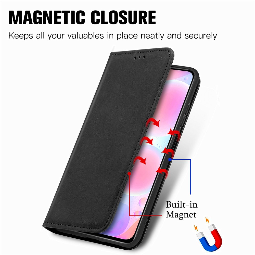 Auto-absorbed Vintage PU Leather Phone Casing for Xiaomi Redmi Note 10 Pro (EU Version)/Note 10 Pro Max - Black-4