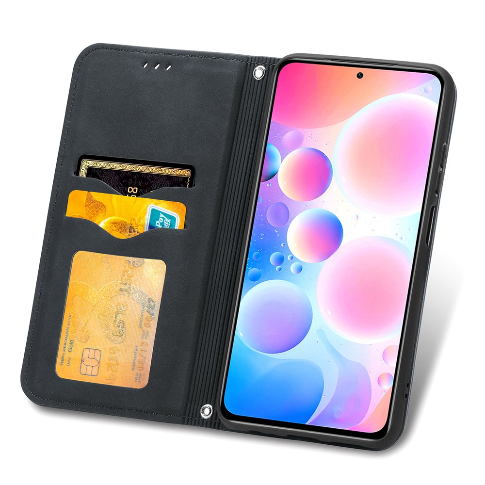 Auto-absorbed Vintage PU Leather Phone Casing for Xiaomi Redmi Note 10 Pro (EU Version)/Note 10 Pro Max - Black-5