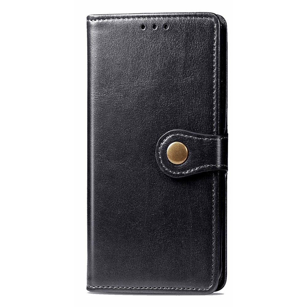 Magnetic Round Buckle Design Solid Color Wallet Stand Leather Phone Case Shell for Xiaomi Redmi Note 10 5G - Black-7