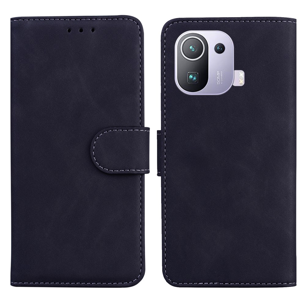 Wallet Stand Magnetic Clasp PU Leather Case for Xiaomi Mi 11 Pro - Black-1